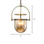 Dome Glass Shade Pendant Light Modern Metal 1 Lights Black/Brass Ceiling Hang Lamp