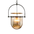 Dome Glass Shade Pendant Light Modern Metal 1 Lights Black/Brass Ceiling Hang Lamp