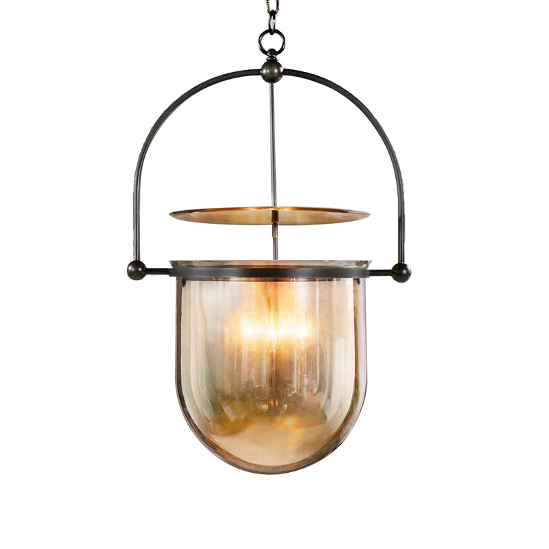 Dome Glass Shade Pendant Light Modern Metal 1 Lights Black/Brass Ceiling Hang Lamp