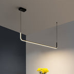 Simple LED Multi Ceiling Light with Metal Shade Black/Gold Linear Pendant in Warm/White Light, 35.5"/47" Long