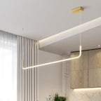 Simple LED Multi Ceiling Light with Metal Shade Black/Gold Linear Pendant in Warm/White Light, 35.5"/47" Long