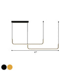 Simple LED Multi Ceiling Light with Metal Shade Black/Gold Linear Pendant in Warm/White Light, 35.5"/47" Long