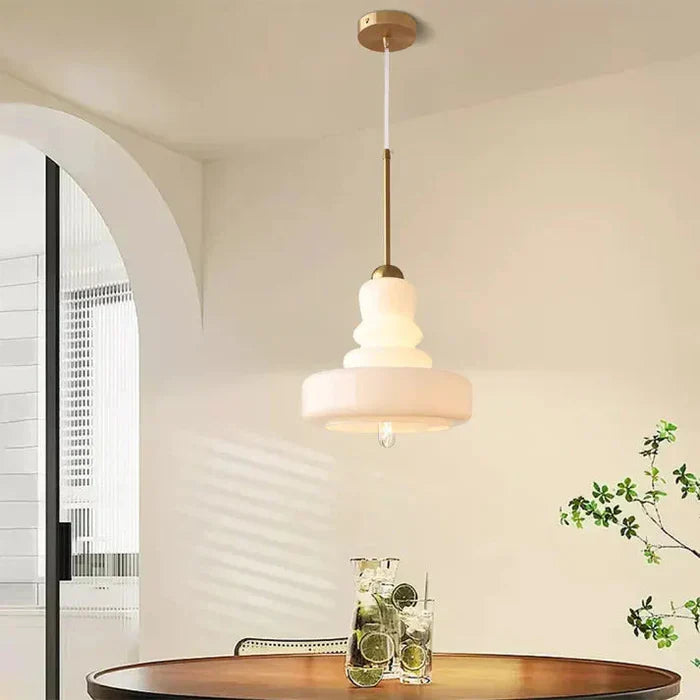 Designer Hanging Lamp with Milk Glass Bauhaus