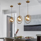 Zoey Glass Pendant Light with a Metal Ring