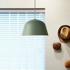 Nordic Style Dome Shade Hanging Ceiling Light 10"/16" Dia 1 Light Metal Pendant Lamp in Black/Green for Bedroom