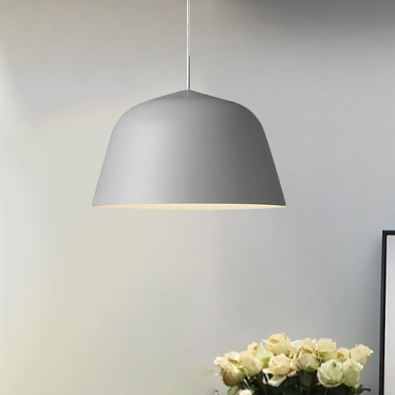 Nordic Style Dome Shade Hanging Ceiling Light 10"/16" Dia 1 Light Metal Pendant Lamp in Black/Green for Bedroom