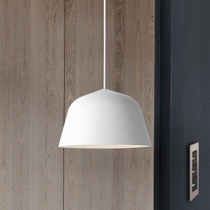 Nordic Style Dome Shade Hanging Ceiling Light 10"/16" Dia 1 Light Metal Pendant Lamp in Black/Green for Bedroom