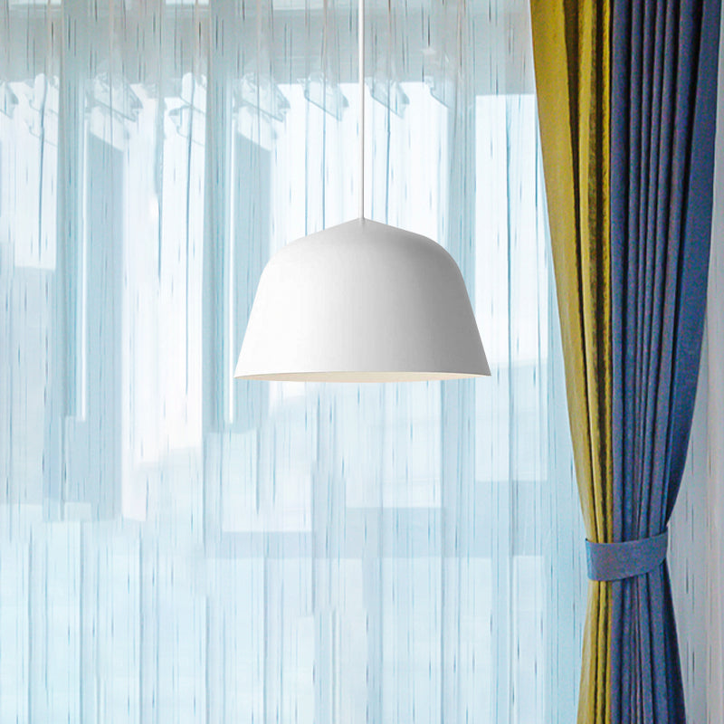 Nordic Style Dome Shade Hanging Ceiling Light 10"/16" Dia 1 Light Metal Pendant Lamp in Black/Green for Bedroom