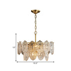 5/7 Heads Embossed Crystal Panels Chandelier Lamp Modern Gold Canopy Tapered Bedchamber Pendant Lighting, 15.5"/19.5" W