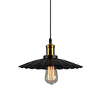 14"/16" Dia Industrial Scalloped Pendant Light 1 Head Metallic Ceiling Pendant Lamp in Black/White