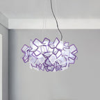 Hand-Worked Blooming LED Chandelier Modern Stylish Acrylic Blue/Purple Suspended Lighting Fixture, 21"/31" Wide