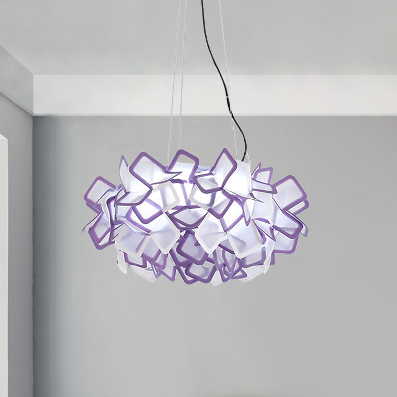 Hand-Worked Blooming LED Chandelier Modern Stylish Acrylic Blue/Purple Suspended Lighting Fixture, 21"/31" Wide