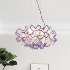 Hand-Worked Blooming LED Chandelier Modern Stylish Acrylic Blue/Purple Suspended Lighting Fixture, 21"/31" Wide
