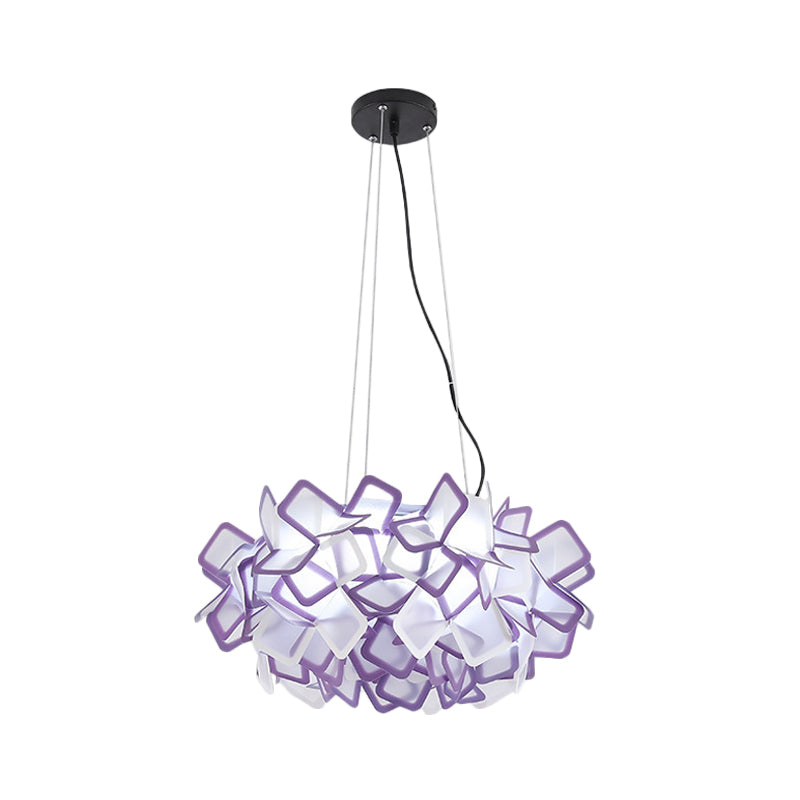 Hand-Worked Blooming LED Chandelier Modern Stylish Acrylic Blue/Purple Suspended Lighting Fixture, 21"/31" Wide