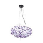 Hand-Worked Blooming LED Chandelier Modern Stylish Acrylic Blue/Purple Suspended Lighting Fixture, 21"/31" Wide