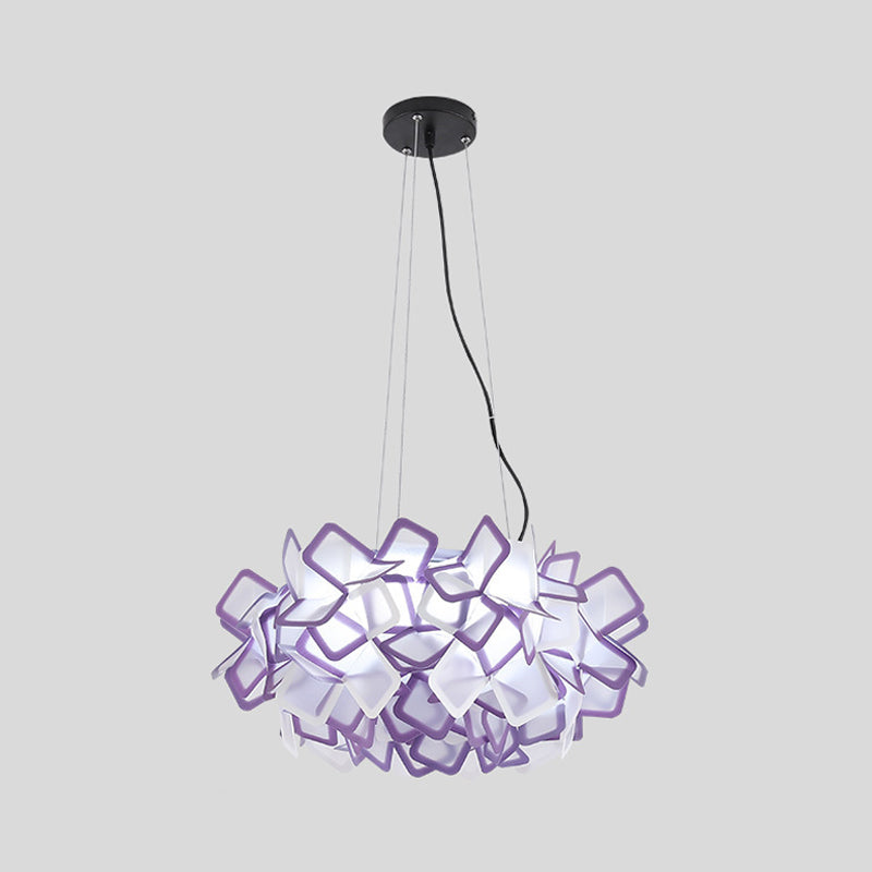 Hand-Worked Blooming LED Chandelier Modern Stylish Acrylic Blue/Purple Suspended Lighting Fixture, 21"/31" Wide