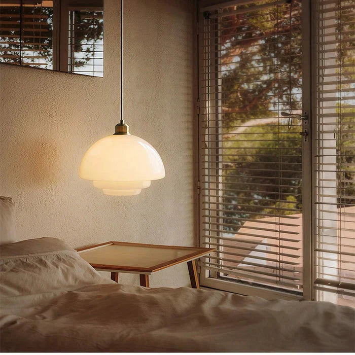 Hanging Ceiling Lamp with Milk White Glass