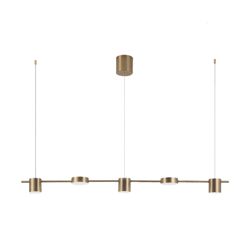 Drum Aluminum Island Pendant Modern Simple 3/5-Head Black/Gold Ceiling Light Fixture in Warm/White Light