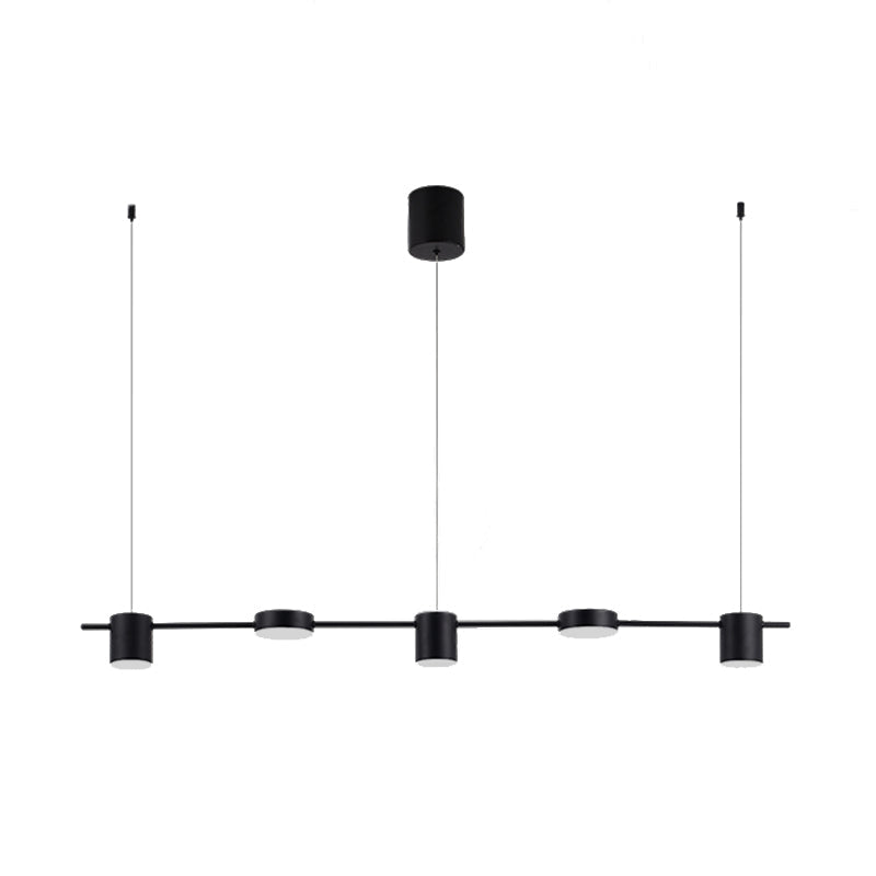 Drum Aluminum Island Pendant Modern Simple 3/5-Head Black/Gold Ceiling Light Fixture in Warm/White Light