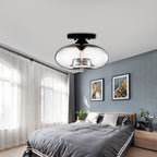 Glass Oval Flush Mount Lamp Simple Style 1 Light Clear/Amber/Smoky Ceiling Flush Mount for Hallway