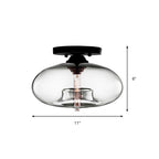 Glass Oval Flush Mount Lamp Simple Style 1 Light Clear/Amber/Smoky Ceiling Flush Mount for Hallway