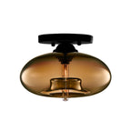 Glass Oval Flush Mount Lamp Simple Style 1 Light Clear/Amber/Smoky Ceiling Flush Mount for Hallway