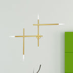 Metal Crossed Lines Wall Sconce Light Simplicity 4 Lights Black/Gold Wall Lamp in Warm/White Light