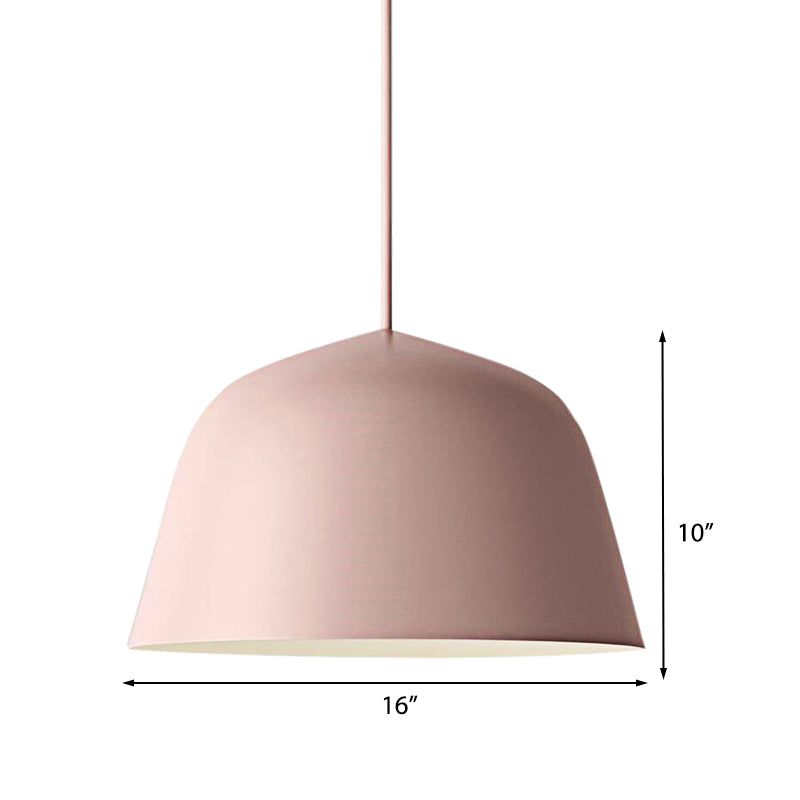 Nordic Style Dome Shade Hanging Ceiling Light 10"/16" Dia 1 Light Metal Pendant Lamp in Black/Green for Bedroom