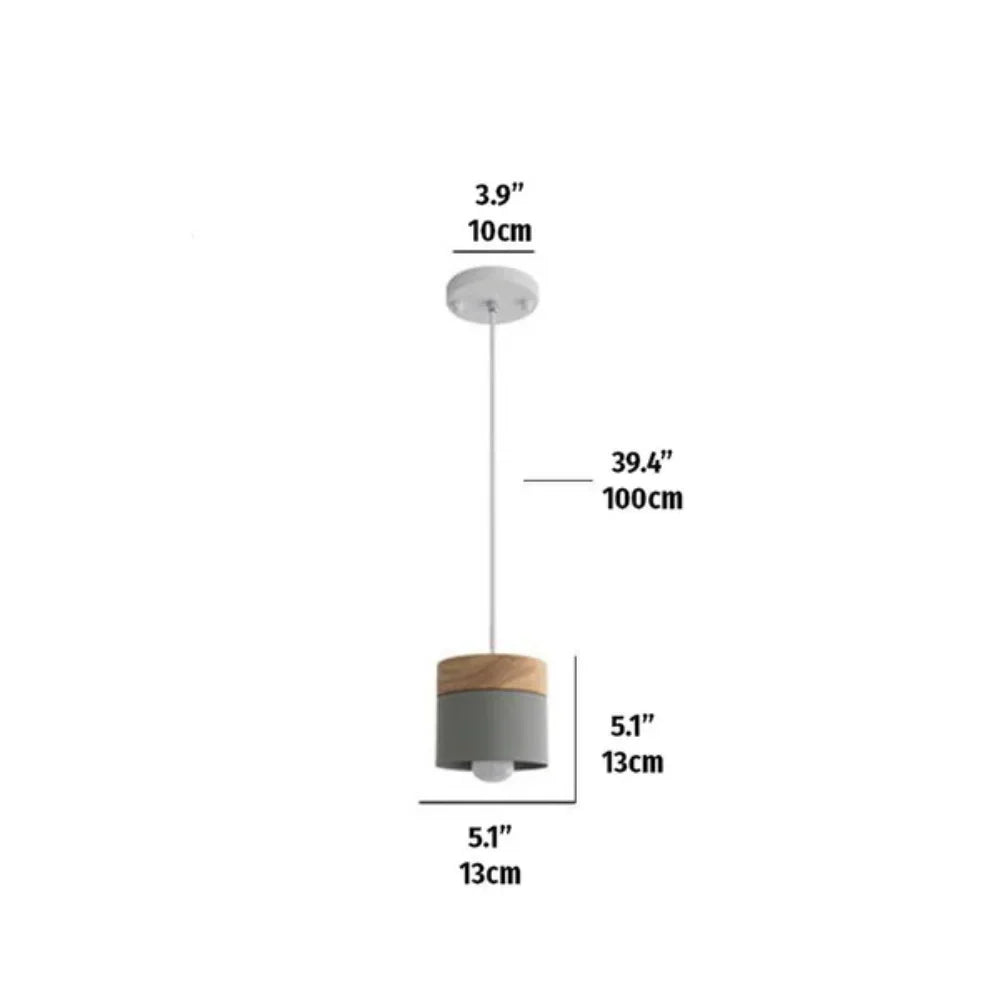 Hanging Lamp in Scandinavian Style – Metal Shade with Wood, Minimalist Lighting