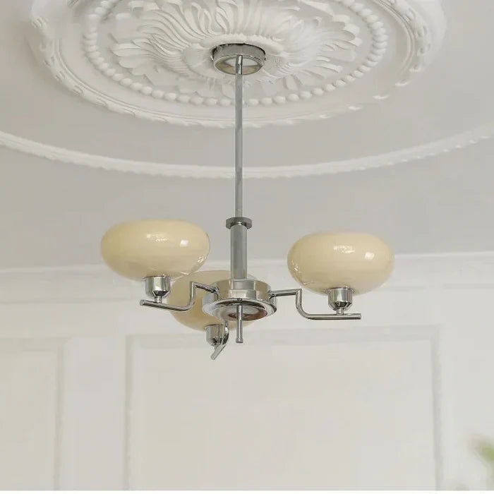 Modern Chandelier with Opal Glass Shades – Elegant Ceiling Lamp