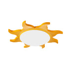 Sun Shaped Flush Ceiling Light Cartoon Wood Acrylic Ceiling Light for Kindergarten