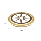 White Compass Flushmount Light Creative Acrylic Ceiling Fixture for Nursing Room