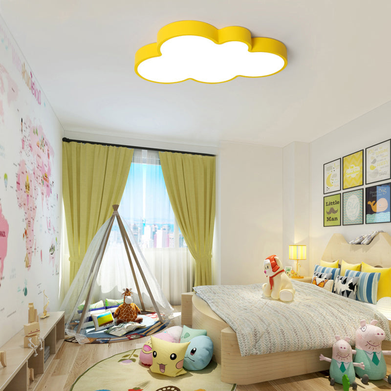 Cloud Child Bedroom Flush Mount Light Acrylic Nordic Style Macaron Colored Ceiling Lamp