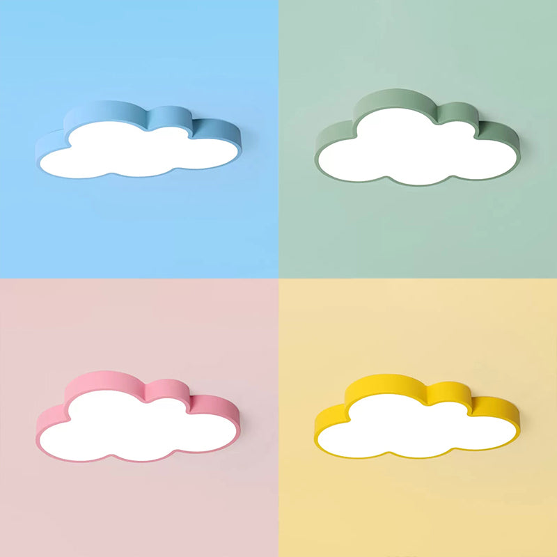 Cloud Child Bedroom Flush Mount Light Acrylic Nordic Style Macaron Colored Ceiling Lamp