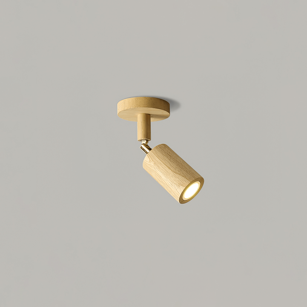 Japanese Wooden Adjustable LED Spotlight 1-Light