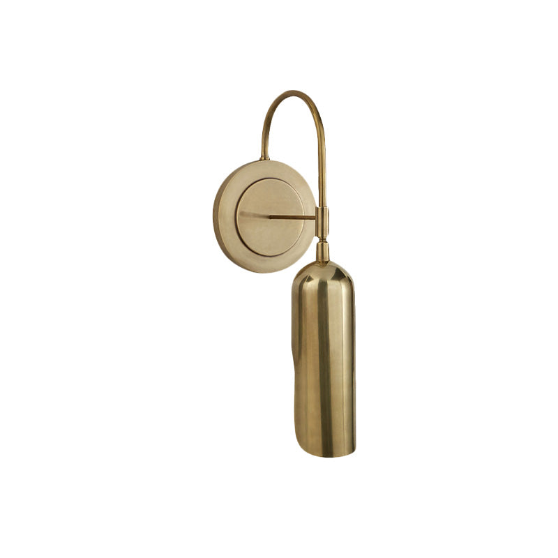 Metal Tube Wall Mounted Lamp Colonial 1 Light Living Room Wall Sconce Lighting Fixture in Gold