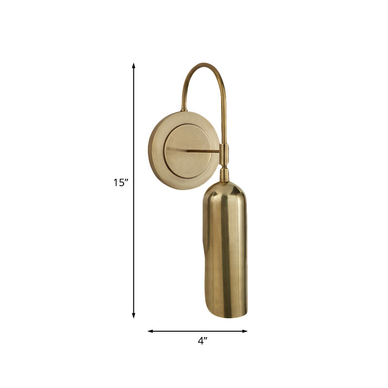 Metal Tube Wall Mounted Lamp Colonial 1 Light Living Room Wall Sconce Lighting Fixture in Gold