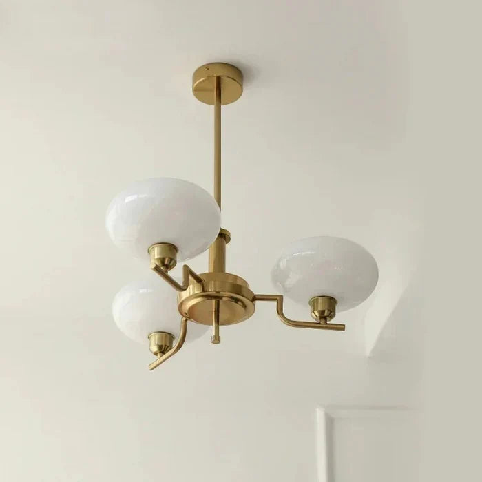 Modern Chandelier with Opal Glass Shades – Elegant Ceiling Lamp