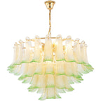 4-Tier Stained Glass Chandelier Light 9-Light Contemporary Drop Ceiling Light in Green for Hotel