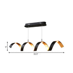 Black and Gold Twisted Ceiling Lamp Simplicity Single Light Acrylic Chandelier Pendant over Table