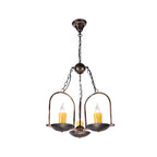 Three-light Candle Chandeliers Metal Vintage Ceiling Pendant Fixture in Bronze for Dining Room