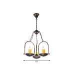 Three-light Candle Chandeliers Metal Vintage Ceiling Pendant Fixture in Bronze for Dining Room