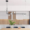 Contemporary Right Angle Linear Chandelier 6/8 Lights Glass Shade Island Light in Black/Gold