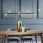 Contemporary Right Angle Linear Chandelier 6/8 Lights Glass Shade Island Light in Black/Gold