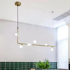 Contemporary Right Angle Linear Chandelier 6/8 Lights Glass Shade Island Light in Black/Gold