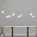 Contemporary Right Angle Linear Chandelier 6/8 Lights Glass Shade Island Light in Black/Gold