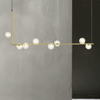 Contemporary Right Angle Linear Chandelier 6/8 Lights Glass Shade Island Light in Black/Gold