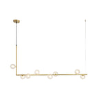 Contemporary Right Angle Linear Chandelier 6/8 Lights Glass Shade Island Light in Black/Gold