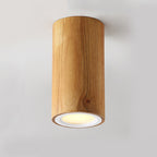 Wood Cylinder Down Light Asian Style Flush Mount Light in Beige for Dining Room