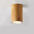 Wood Cylinder Down Light Asian Style Flush Mount Light in Beige for Dining Room